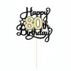 Tarjeta de Enchufe para Decoración de Pasteles Digitales Inglesa Transfronteriza Más Vendida Tema de Cumpleaños Tarjeta de Enchufe para Decoración de Pasteles de Doble Capa Dorada y Negra
