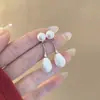 Brincos de Prata 925 Estilo Francês Nicho Pingente Gota com Franja Pérola Novos Retrô Simples Personalidade Doce Temperamento Brincos para Mulheres