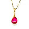 Versão Coreana Moda Ins Luxo Leve Colar de Colar Gota D'água com Diamante para Mulheres, Versátil e Simples Aço Inoxidável Pingente de Cristal Joia