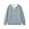 Sudadera con Capucha Estilo Americano Falso Dos Piezas Cuello Henley para Hombre Primavera/Otoño Diseño de Peso Pesado Sentido del Diseño Capa Interior Capa Base Top de Cuello en V Moderno