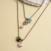 Collar de Corazón de Metal, Vidrio y Perla con Aceite de Goteo de Personalidad Europea y Americana, Cadena para Clavícula Transfronteriza de Gama Alta, Nicho, Accesorio de Collar con Temperamento para Mujeres