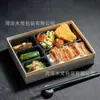 Cajas de Almuerzo Desechables de Madera Estilo Japonés en Stock, Cajas para Llevar, Cajas de Empaque para Comidas de Negocios, Cajas Bento de Cuatro y Cinco Compartimentos