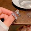 Anillo de Diamante Roto Pequeño Colorido de Circonita Ópalo Anillo Abierto de Cuentas Transparentes Irregulares Anillo para Dedo de Viento Frío para Mujer