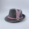 Sombrero de Fieltro Alemán Oktoberfest Personalizado por el Fabricante, Sombrero de Jazz, Sombrero de Fieltro No Tejido con Pluma Real, Sombrero de Escenario
