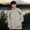 Chamarra sudadera con capucha de peso pesado estilo americano para hombre, marca de moda, holgada oversize, con bloques de color, cárdigan con cremallera, modelo nuevo