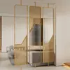 Nueva Mampara de Cristal Estilo Chino para Entrada de Sala de Estar, Celosía Hueca para Sala de Estar y Reja Metálica de Hotel