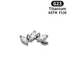 Aleación de Titanio Grado Implante F136 Flor de Zirconia Microincrustada Clavo para Hélice Auricular con Base Plana y Rosca Interna para Perforación de la Cóclea, Joyería Pequeña de Clavo para Oreja