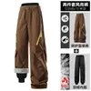 Pantalones softshell para hombre y mujer, adecuados para otoño e invierno, a prueba de viento, impermeables, diseño tres en uno, se pueden usar como pantalones de senderismo o de trabajo, y cuentan con un forro desmontable y grueso para esquiar