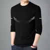 Camiseta de manga larga para hombre, capa interior de otoño para hombre, camiseta base elástica de corte holgado, camiseta estampada estilo coreano ins para hombre