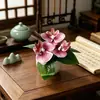 Directamente del fabricante: Planta Pequeña Decorativa de Orquídea Phalaenopsis Artificial de 3 Flores en Maceta para Hogar, Hotel, Decoración de Entrada Interior, Bonsái de Flores Artificiales