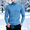 2026 Comercio Exterior Transfronterizo Otoño e Invierno Suéter Cálido de Punto para Hombre Cuello Alto Tejido de Trenza Talla Grande Suéter Base Pullover