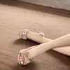 Tacones Delgados Que No Cansan Tus Pies, Tacones Altos Sexy con Espalda Hueca 2025 Nuevas Sandalias de Verano Color Nude con Punta Redonda y Punta Abierta y Moño para Mujer