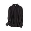 Exportação de comércio exterior peça única algodão microelástico gola de lingote fofa manga longa confortável top de camisa casual confortável base para mulheres