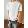 Nova Camiseta Lisa de Manga Curta para Homens 2026, Peso Pesado, Costura Diagonal, Gola Redonda, Caimento Solto, Top Básico Casual de Meia Manga