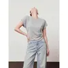 Camiseta de Manga Corta para Mujer 2026 Verano Estilo Coreano Ceñida a la Cintura Adelgazante Top de Cuello Redondo Nuevo Producto Suministro en Vivo Dropshipping Transfronterizo