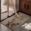 Alfombra de baño tejida tipo lino, estilo chino nuevo, antideslizante, absorbente de agua, secado rápido, felpudo decorativo popular