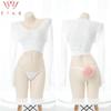 Lingerie Sexy com Decote em V Profundo Vazado, Suéter de Tricô de Gola Alta, Shorts Sedutores Apaixonantes sem Costas, Conjunto de Duas Peças
