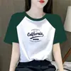 Camiseta con Estampado Estilo Mamá de Comercio Exterior Transfronterizo para Mujer, Top de Cuello Redondo con Bloques de Color, Camiseta Básica de Manga Corta, Top de Manga Corta