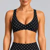 Conjunto de yoga de lunares transfronterizo, sujetador deportivo a prueba de impactos con espalda bonita, conjunto de pantalones de fitness de secado rápido para correr y ciclismo al aire libre para mujer
