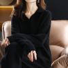 Traje de Pantalón Ancho de Punto Casual de Moda Estilo Coreano para Mujer Otoño e Invierno Nuevo Conjunto de Dos Piezas con Suéter de Color Puro y Cuello Polo