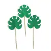 Bolo abacaxi brilhante Cartão verde inserindo folha de grama verde cartão decorativo inserindo mesa de sobremesas de festa cartão inserindo Pacote com 3