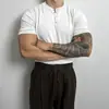 Camiseta de Tricô de Manga Curta para Homem, Ponto Trançado, Listrada, Estilo Old Money, Business de Alto Padrão, Seda de Gelo, Verão, Atacado de Fábrica Transfronteiriço
