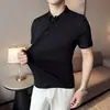 Fabricante Directo Camisa Polo de Manga Corta para Hombre de Verano con Estampado de Rayas y Cuello, Nuevo Modelo 2024, Tacto de Alta Gama, Tejido Elástico