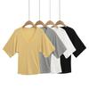 Camiseta Vintage de Manga Corta con Cuello en V para Mujer, Diseño de Verano con Estilo Único, Ceñida a la Cintura, Top Sexy y de Puro Deseo