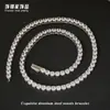 Acessórios de Colar Corrente de Tênis com Zircônia e Diamante Completo de Trevo de Quatro Folhas em Aço Titânio 316 para Mulheres, Colar de Céu Estrelado de Nicho de Luxo Leve