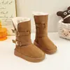 Botas de Neve para Meninas Botas Longas Infantis Plus Veludo Sapatos Grandes de Algodão 2026 Outono Novo Estilo Botas de Cavaleiro de Algodão para Neve