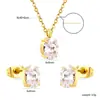 Aretes Cuadrados de Circonio Blanco que No se Desvanecen de Venta Caliente Europeos y Americanos, Collar con Colgante Versátil de Acero Inoxidable, Juego de Joyería al por Mayor para Mujeres