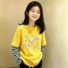 Camiseta de Manga Larga para Niña 2026 Estilo Nuevo para Niños Medianos y Mayores Elegante Top de Dos Piezas Falsas para Primavera y Otoño Algodón Puro Ropa de Otoño Capa Base