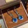 Nuevos Ganchos para Orejas de Gota de Agua con Diamante Rosa, Pendientes Suaves de Corazón de Gota de Agua, Ganchos para Orejas de Mujer con Circonita Microincrustada, Pendientes de Longitud Media