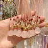 Colar de Cristal Natural Verão Ametista Transferência de Riqueza Calcedônia Corrente para Clavícula Presente para Meninas Feira do Buda Fivela de Segurança