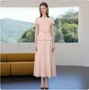 Moda de Verano Nuevo Simple Conjunto de Vestido Profesional de Manga Corta para Mujer con Cuello Mao Pequeño, Corte Ajustado, Atuendo Formal Ol Elegante
