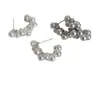 Pendientes Curvos de Racimo de Flores de Circonita Perla para Mujer Franceses Lujo Ligero Personalidad Moda Tendencia Temperamento Pendientes de Oficina Pendientes