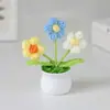 Planta de Girasol Tejida Transfronteriza en Maceta Flor Artificial Decoración de Escritorio para Estudio, Pequeño Regalo para la Temporada de Regreso a Clases y el Día del Maestro