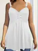 Camisola Casual para Mujer Tallas Grandes Europea y Americana Primavera/Verano 2025, Camiseta sin Mangas de Color Sólido con Tirantes Anchos y Pliegues en el Pecho