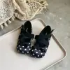 Zapatos de princesa de lunares retro para niñas, zapatos Mary Jane para niños, zapatos de cuero de suela blanda, bailarinas y zapatos planos