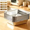 Bandeja de papel de aluminio específica para freidora de aire, recipiente cuadrado de aluminio grueso, antiadherente, resistente al horno, bandeja desechable para hornear y asar