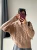25 Nuevo Estilo Otoño e Invierno Clásico Bordado Perfil Bajo Cintura Alta Hilo Grueso Suéter de Media Cremallera para Mujer en el Pecho
