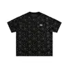 Camiseta de manga corta con bordado de cielo estrellado para hombre, diseño único, corte holgado casual, cuello redondo, camiseta de manga media, estilo urbano moderno