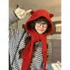 Pasamontañas con Orejas de Oso para Mujer, Nuevo Chal Bufanda con Capucha de Invierno, Todo en Uno, Caliente, Protección para los Oídos, Gorro de Lana Tejido