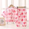Conjunto de Pijama de Algodão e Seda Infantil Verão Algodão Artificial Roupas para Ar Condicionado para Meninos e Meninas Roupas de Casa de Algodão e Seda Roupa Infantil de Duas Peças