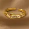 Anillo Exquisito de Corazón con Circonita Rs0025 para Mujer, Anillo de Dedo Índice de Moda y Único para Otoño, Anillo Abierto Ajustable