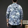 Camisa de manga comprida com estampa de letras masculina outono solto bufante bonito jovem camisa de lapela masculina fina jaqueta