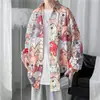 Camisa Floral de Hawái para Hombre Manga Larga Holgada Tallas Grandes Estilo Vintage de Hong Kong Retro Tendencia Canalla Guapo Camisa de Vacaciones para Playa