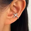 Brinco de Clipe de Zircônia Íris Sem Furo Temperamento Retrô Luxo Leve Flor Cruzada de Strass Clipe de Osso da Orelha Sem Furo Transfronteiriço