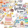 50 Pegatinas de Cumpleaños de Dibujos Animados de Compra Directa Transfronteriza, Pegatinas de Graffiti de Decoración de Fiesta Frescas y Creativas