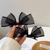 Pinza de pico de pato con lazo negro para mujer, pinza para flequillo frontal, horquilla lateral rota, pinza de malla de una palabra, horquilla para el cabello, tocado